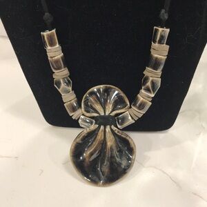MAYHEW Artisan-Signed Handcrafted Pottery Pendant and Bead Necklace
